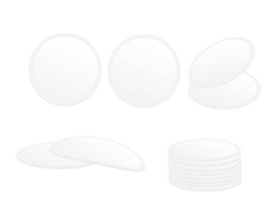 Pamuk yastık seti beyaz arka planda izole edilmiş cilt hijyen ürünleri vektör illüstrasyonu.