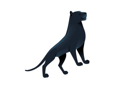 Beyaz arka planda Kara Panter vahşi Afrika kedisi Afrika orman avcısı hayvan tasarım vektörü çizimi.