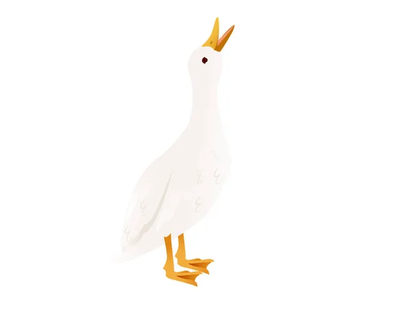 Bonito Pato Branco Voador Ganso Desenho Animado Animal Desenho Vetor — Vetor de Stock