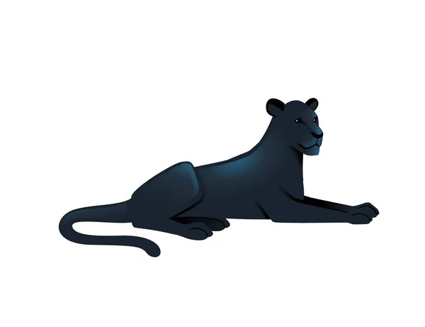 Μαύρος Πάνθηρας Άγρια Μεγάλη Γάτα Αφρικανική Ζούγκλα Κυνηγός Κινουμένων Σχεδίων — Διανυσματικό Αρχείο