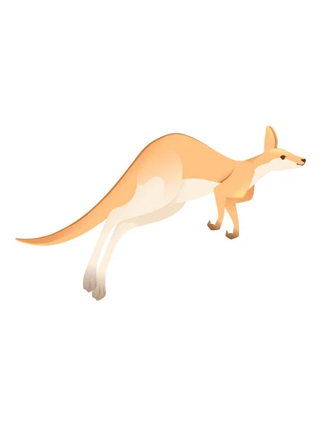 かわいい大人のランニングカンガルーオーストラリアの動物の漫画動物のデザインベクトルのイラストは白の背景に隔離 — ストックベクタ