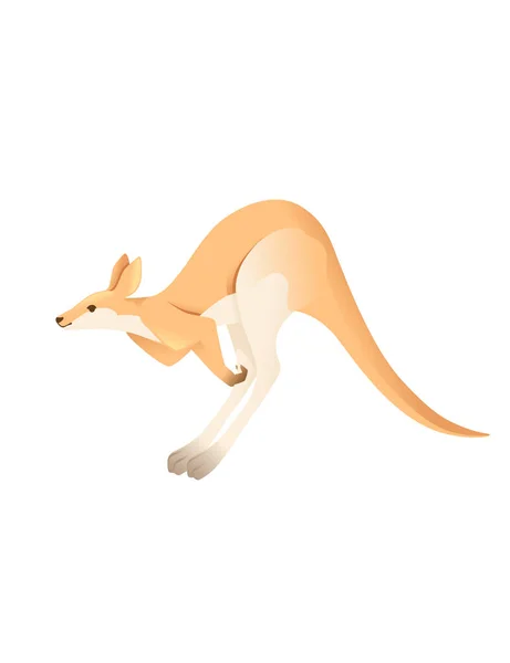 かわいい大人ジャンプカンガルーオーストラリアの動物漫画動物のデザインベクトルイラスト白の背景に隔離 — ストックベクタ