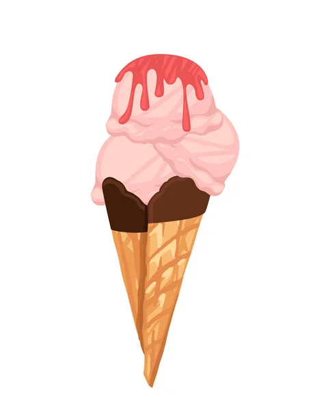 Cono de helado con ilustración de vectores de mermelada aislado sobre fondo blanco — Vector de stock