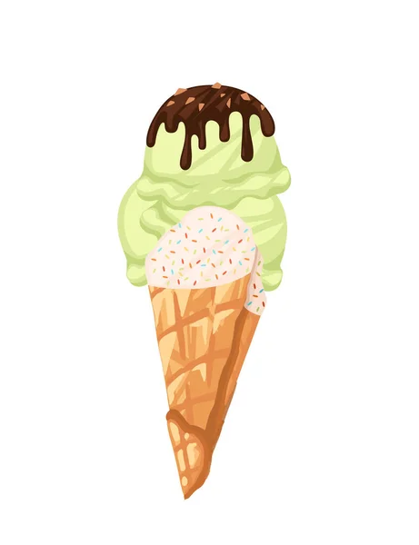 Helado cono vector ilustración aislado sobre fondo blanco — Archivo Imágenes Vectoriales