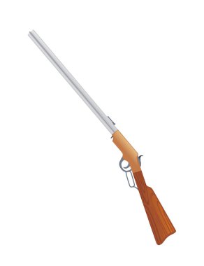 Beyaz arka planda klasik tasarım vektör illüstrasyonlu kaldıraç tüfeği tarzı ABD silahı.