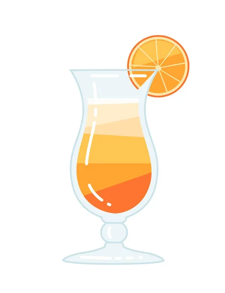 Alcoholic Cocktail Sex Beach Glass Orange Slice Vector Illustration Summer — Stock Vector
