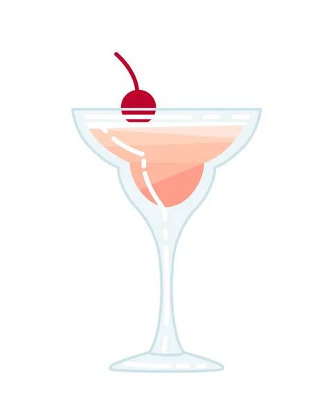 Alcoholische Cocktail Spring Punch Glas Met Kersenbes Vector Illustratie Van — Stockvector