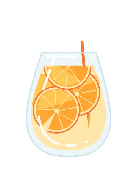 Cocktail Alcoolisé Apéro Orange Verre Avec Des Tranches Vecteur Orange — Image vectorielle