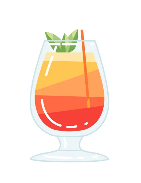 Alcoholic Cocktail Aperol Orange Glass Vector Illustration Summer Beach Drink — Stock Vector