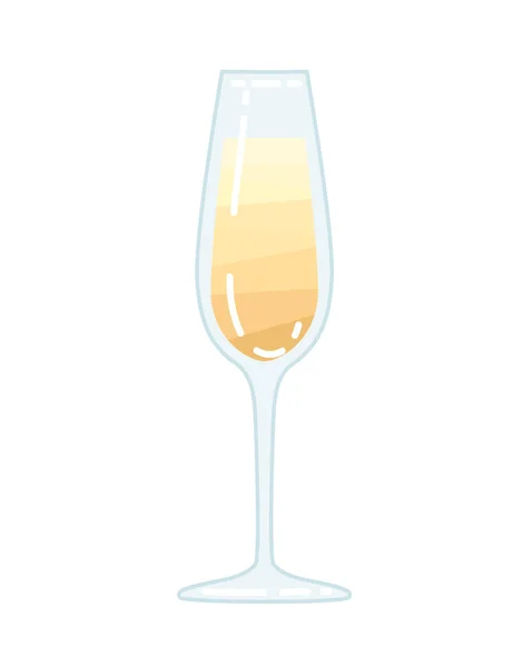 Enkel Glas Met Champagne Vector Illustratie Witte Achtergrond — Stockvector