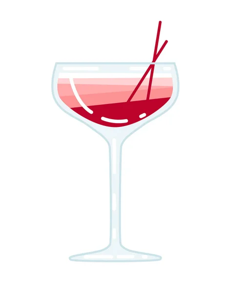 Alkoholischer Cocktail Kosmopolitisch Glas Mit Trinkhalmen Vektor Illustration Des Sommer — Stockvektor