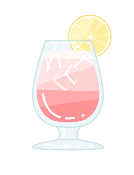 Alcoholic Cocktail Tumbler Glass Slice Lemon Vector Illustration Summer Beach — Stock Vector