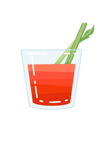Alkoholhaltig Cocktail Blodig Mary Glas Med Dricka Sugrör Vektor Illustration — Stock vektor