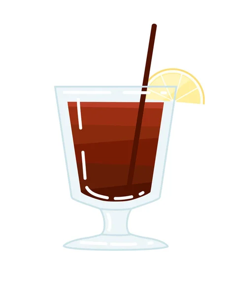 Cocktail Alcoolisé Highball Verre Avec Pailles Boire Tranche Citron Vecteur — Image vectorielle