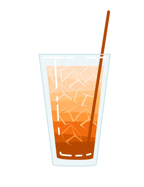 Cóctel Alcohólico Long Island Vaso Con Paja Para Beber Ilustración — Archivo Imágenes Vectoriales