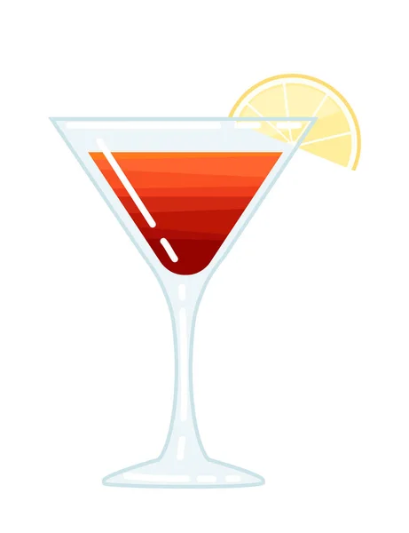 Alkoholhaltig Cocktail Kosmopolit Glas Med Citronskiva Vektor Illustration Sommar Strand — Stock vektor