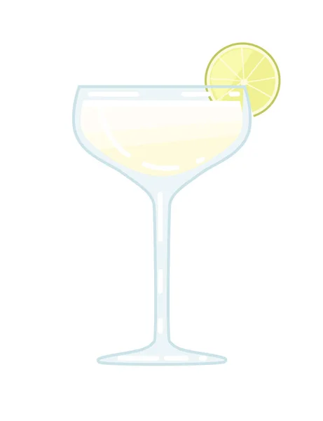 Alkoholischer Cocktailgimlet Glas Mit Kalkscheibenvektor Illustration Des Sommer Strandgetränks Auf — Stockvektor