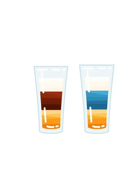 Alcoólicos Tiros Vidro Vetor Ilustração Verão Praia Bebida Fundo Branco — Vetor de Stock