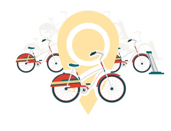 Alquiler Bicicletas Gps Navegación Vector Ilustración Sobre Fondo Blanco — Vector de stock