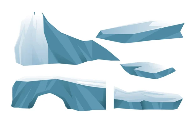 Conjunto Iceberg Ártico Invierno Naturaleza Diferentes Formas Ilustración Vectorial Sobre — Archivo Imágenes Vectoriales