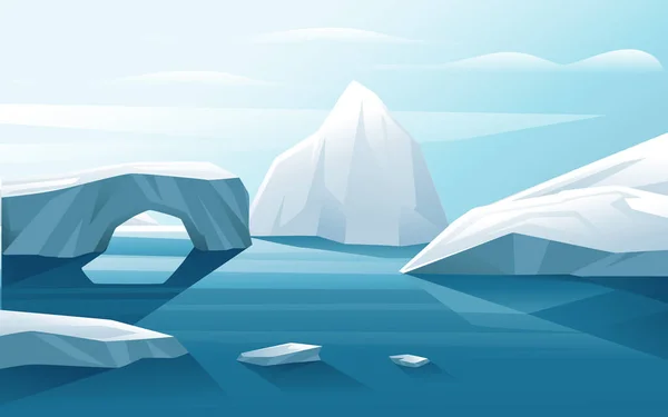 Naturaleza Invierno Paisaje Ártico Con Iceberg Agua Azul Cielo Claro — Vector de stock