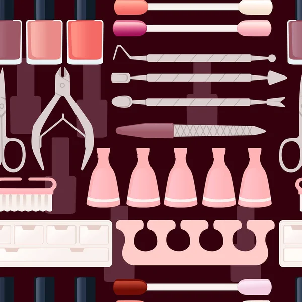 Nahtloses Muster Kosmetischer Elemente Vektor Illustration Auf Rotem Hintergrund — Stockvektor
