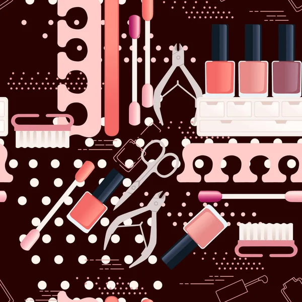 Nahtloses Muster Kosmetischer Elemente Vektor Illustration Auf Rotem Hintergrund — Stockvektor