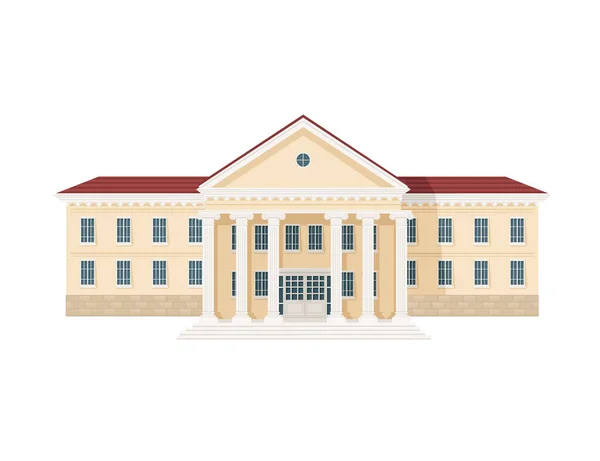 Edificio Gobierno Arquitectura Clásica Color Beige Con Pilares Ilustración Vectores — Vector de stock