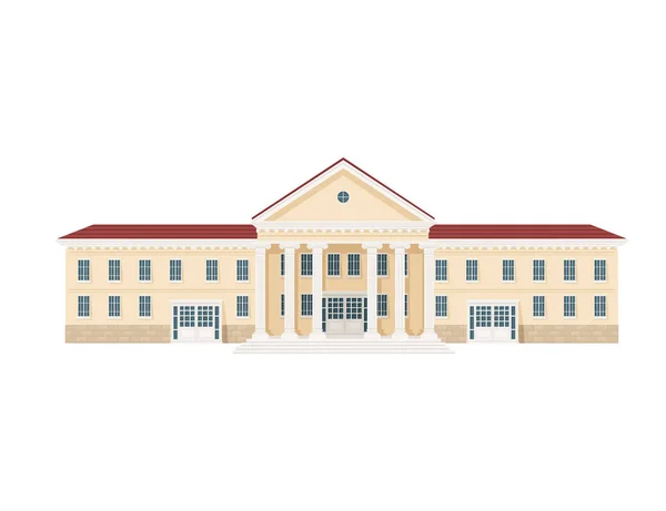 白の背景に柱や階段のベクトルイラストとベージュの色の古典的なアメリカの建築政府の建物 — ストックベクタ