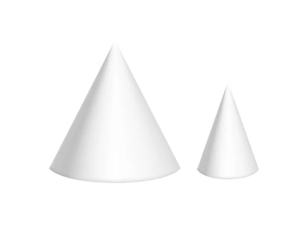 Figura de geometría de cono blanco mate para la enseñanza en la ilustración de vectores escolares sobre fondo blanco — Archivo Imágenes Vectoriales