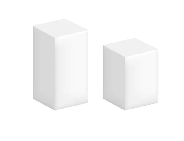 Figura de geometria cubo branco fosco para ensino em ilustração vetorial escolar sobre fundo branco — Vetor de Stock