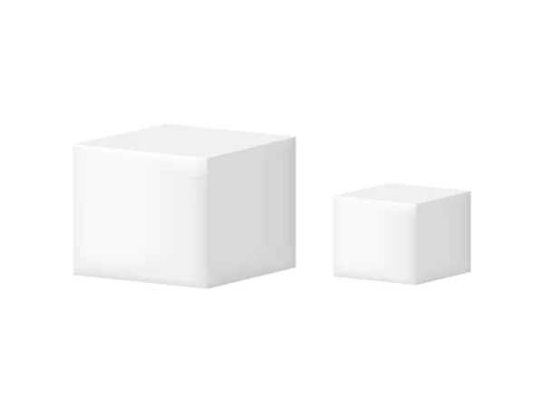 Figura de geometria cubo branco fosco para ensino em ilustração vetorial escolar sobre fundo branco — Vetor de Stock