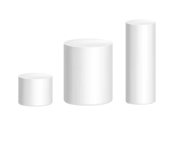 Figure de géométrie de cylindre blanc mat pour l'enseignement dans l'illustration vectorielle scolaire sur fond blanc — Image vectorielle