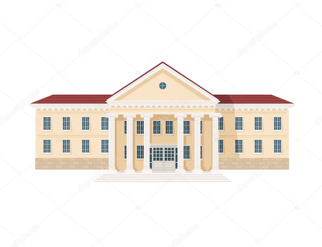 Beige color classic USA architecture government building with pillars and stairs vector illustration on white background