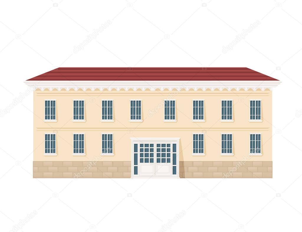 Beige color classic USA architecture government building vector illustration on white background