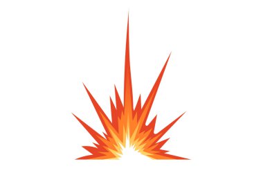 Alevler yükseldi. Kırmızı kıvılcımlı parlak turuncu ve sarı renkler. Yerden gelen dinamik patlama etkisi. Oyunlar ve animasyonlar için ateşli bir öğe. Vektör illüstrasyonu.