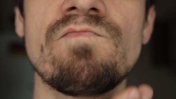 Hombre tocándose la barba y el bigote — Vídeos de Stock