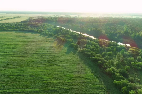 Nehir ve orman yakınlarındaki kırsal alanların üzerinde uçuyorlar..