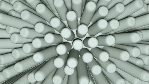 3D rendering of grey ball with not sharp sticks moving around it, closeup. — Vídeos de Stock