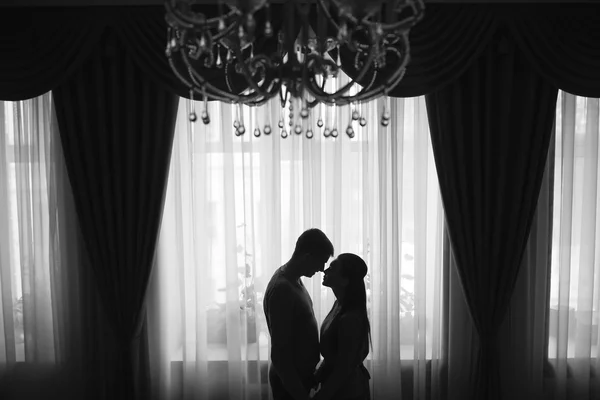 Siluet çift. Adam ve kadın