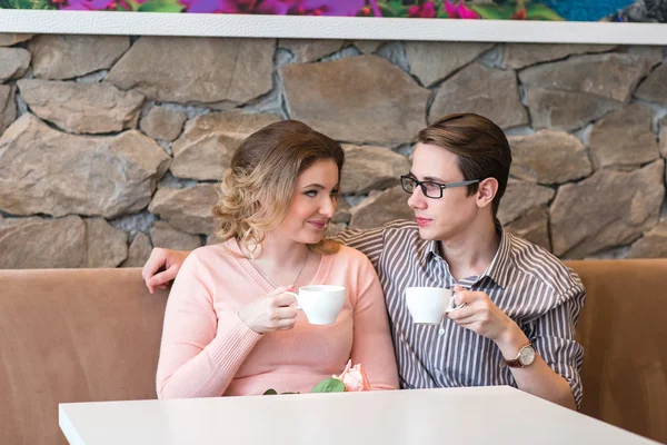 Young happy couple on a romantic date — Stock Photo, Image