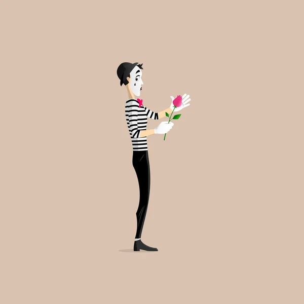 Mime performance - a flower — Stock Vector