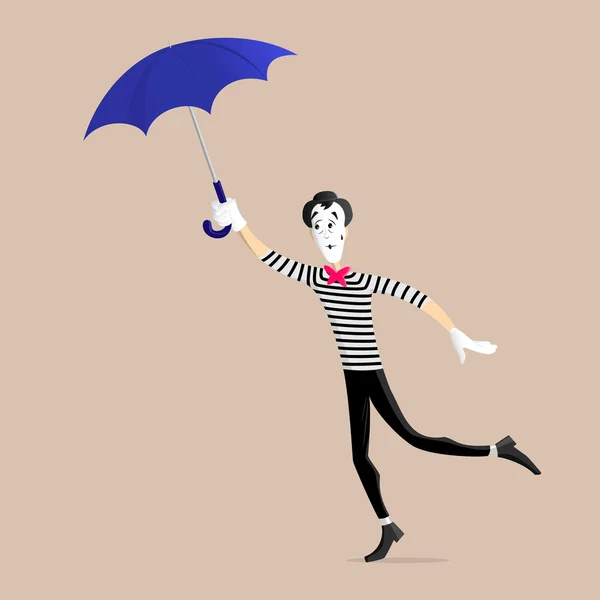 Mime performance - an umbrella — Stock Vector