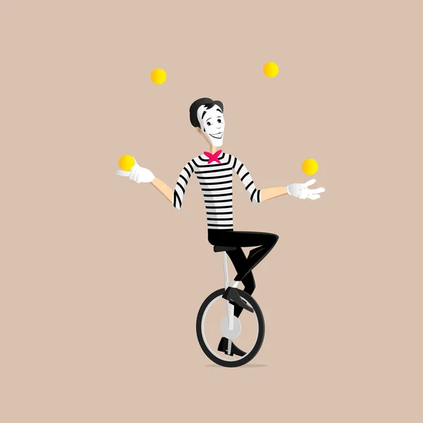 La performance de Mime - le jongleur — Image vectorielle