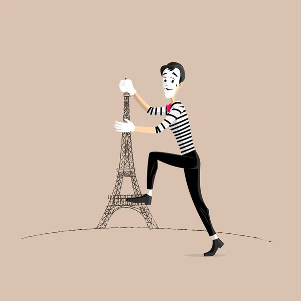 Mime performance - climbing the tower — Stock Vector