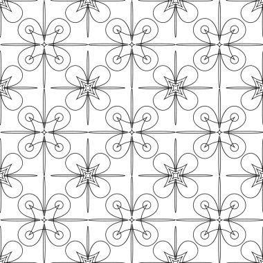 Karmaşık geometrik desen. Dikişsiz desen ince çizgiler. Siyah beyaz tek renkli süsleme.