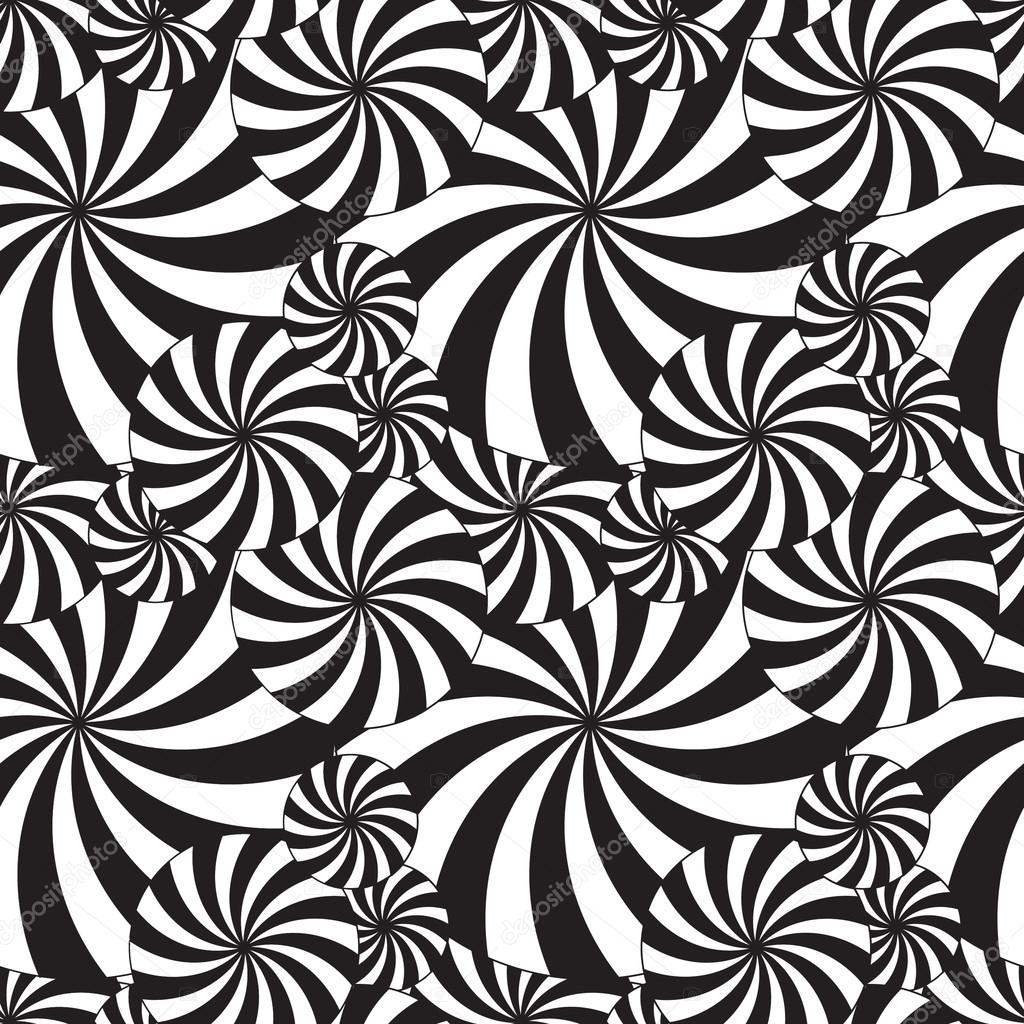 Seamless vector pattern of black and white stylized umbrellas