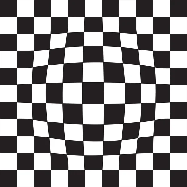 Objemový geometrický klam. Šachovnice, černé a bílé buňky. — Stockový vektor