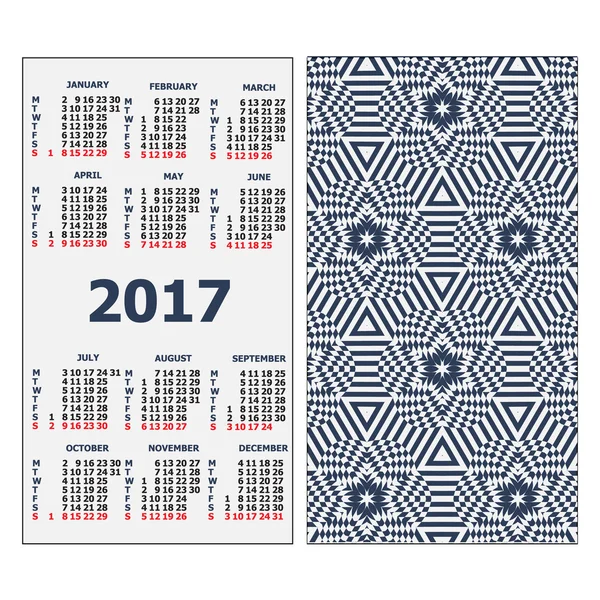 2017 calendario de bolsillo . — Vector de stock