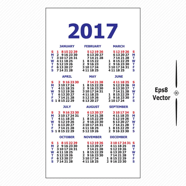 2017 calendario de bolsillo . — Vector de stock